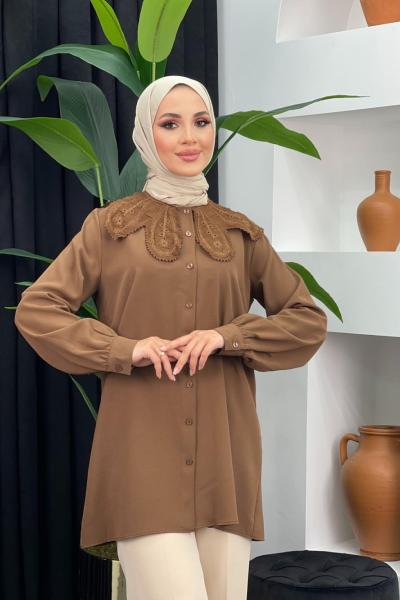 Hazır Yakalı Tunik Kahverengi