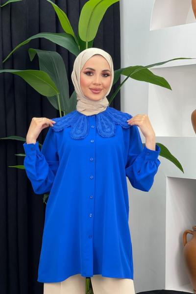 Hazır Yakalı Tunik Saks Mavisi