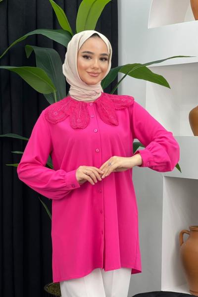 Hazır Yakalı Tunik Fuşya