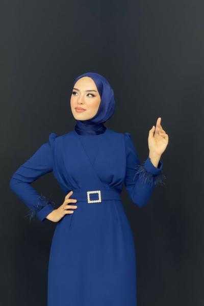 İdil Tüylü Elbise Lacivert
