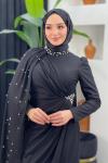 İnci Detaylı Abiye Siyah