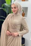İnci Detaylı Abiye Bej