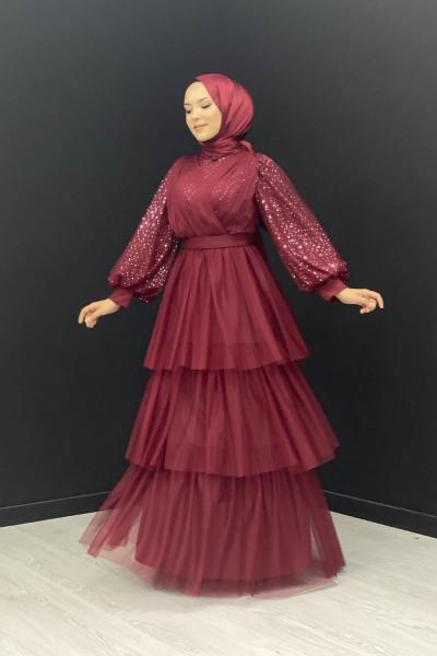 İncilay Elbise Bordo