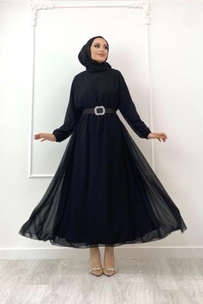 İrem Şifon Elbise Siyah