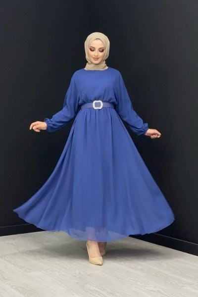 İrem Şifon Elbise Mavi