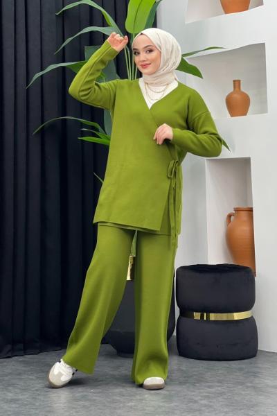 Işıl Triko Pantolonlu Takım Fıstık Yeşili
