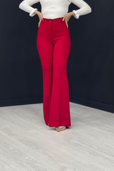 İspanyol Paça Pantolon Kırmızı