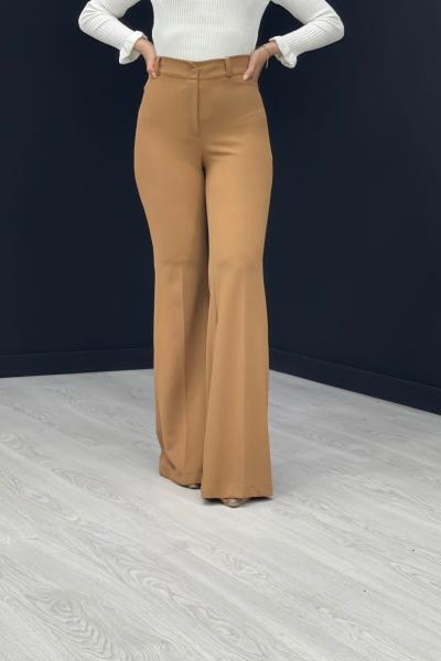 İspanyol Paça Pantolon Taba