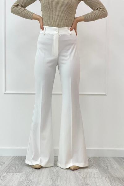 İspanyol Paça Pantolon Beyaz