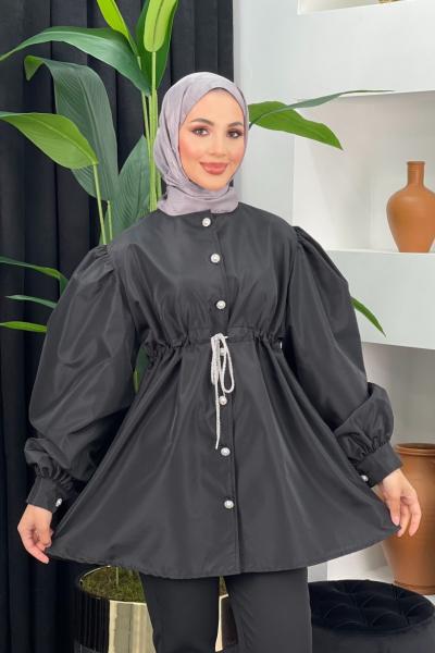 Jakarlı Ceket Siyah