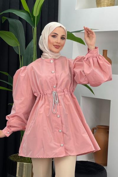 Jakarlı Ceket Pembe