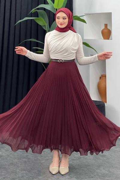 Jale Tül Etek Bordo