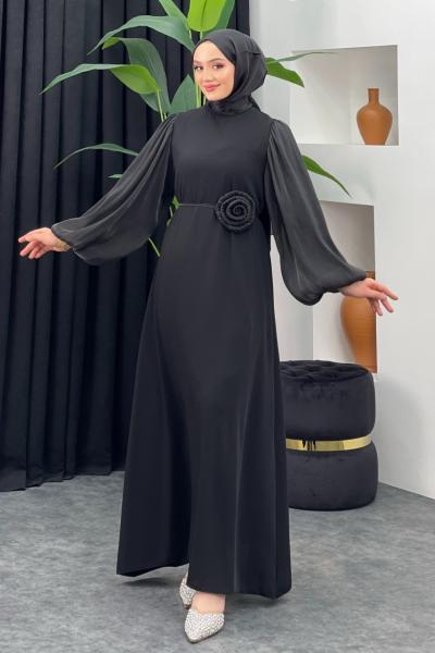 Janjan Güllü Abiye Siyah