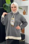 Kapşonlu Ayıcıklı Sweat Gri
