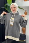 Kapşonlu Ayıcıklı Sweat Gri
