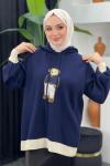Kapşonlu Ayıcıklı Sweat Lacivert