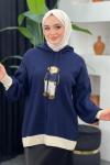 Kapşonlu Ayıcıklı Sweat Lacivert