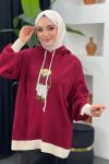 Kapşonlu Ayıcıklı Sweat Bordo