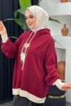 Kapşonlu Ayıcıklı Sweat Bordo