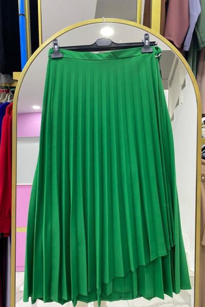 Kat Detaylı Etek Yeşil