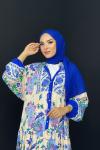 Katleya Desen Elbise Saks Mavisi