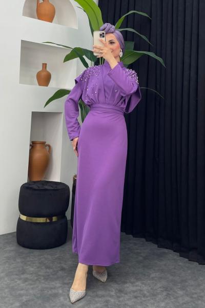 Kavin İncili Kalem Elbise Lila