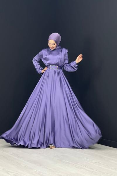 Kemeri Tokalı Abiye Lila