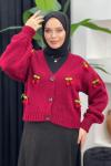 Kirazlı Hırka Bordo