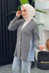 Kot Detaylı Hırka Gri