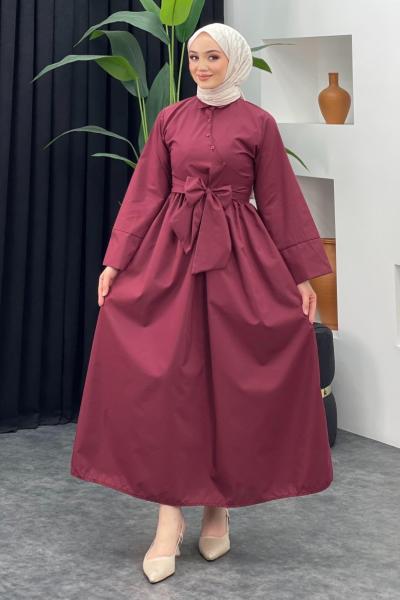 Kumsal Gömlek Elbise Bordo