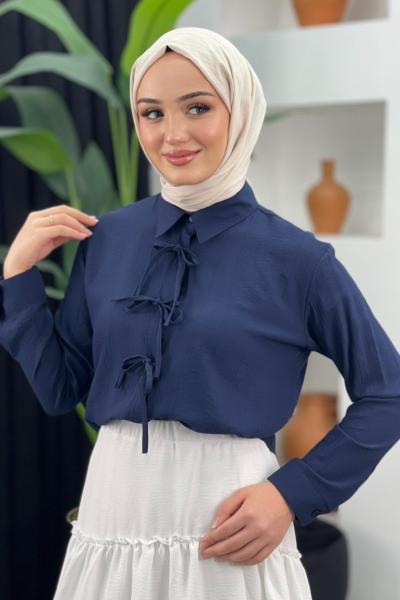 Kurdale Detaylı Gömlek Lacivert