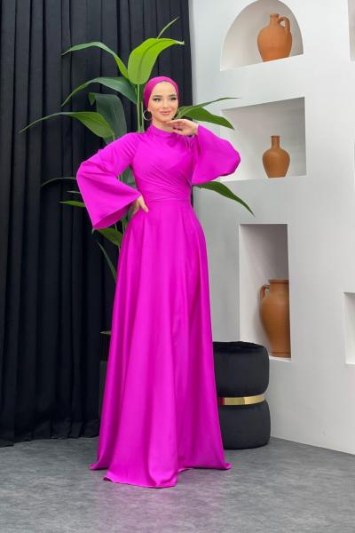 Kutlu Saten Abiye Fuşya