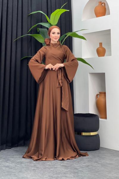 Kutlu Saten Abiye Kahverengi