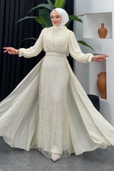 Letafet Abiye Ekru/Beyaz