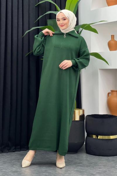 Lina Triko Elbise Zümrüt