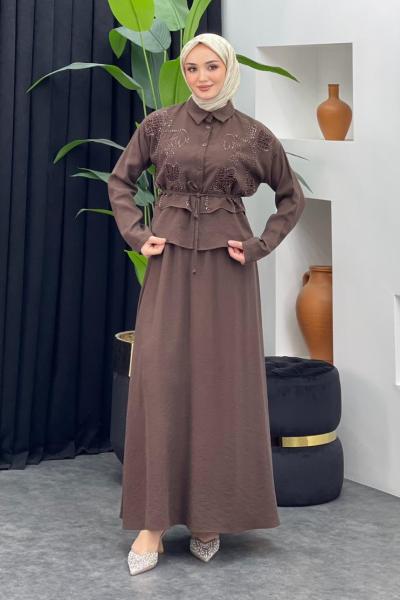 Love Etekli Takım Kahverengi