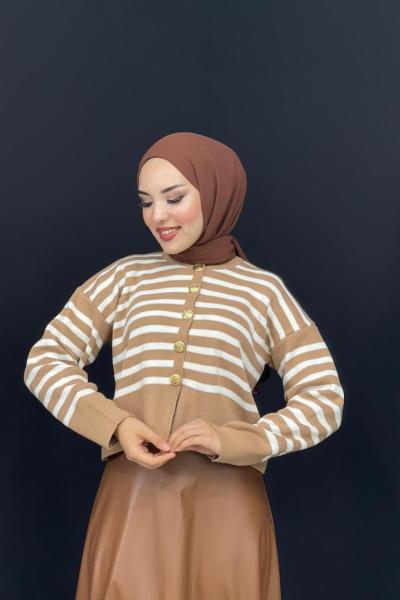 Luna Triko Hırka Sütlü Kahve