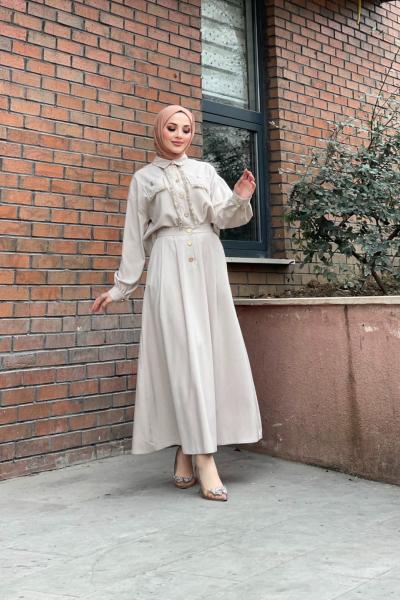 Mahru Etekli Takım Taş Rengi