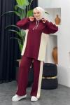 Mars Kapşonlu Triko Takım Bordo