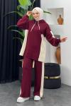 Mars Kapşonlu Triko Takım Bordo