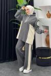 Mars Kapşonlu Triko Takım Gri