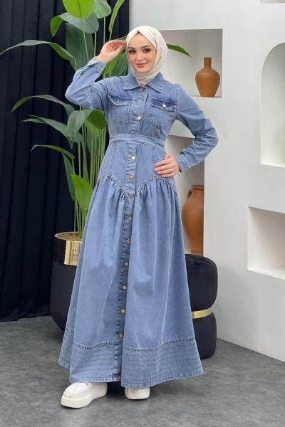 Meriç Kot Elbise Açık Mavi