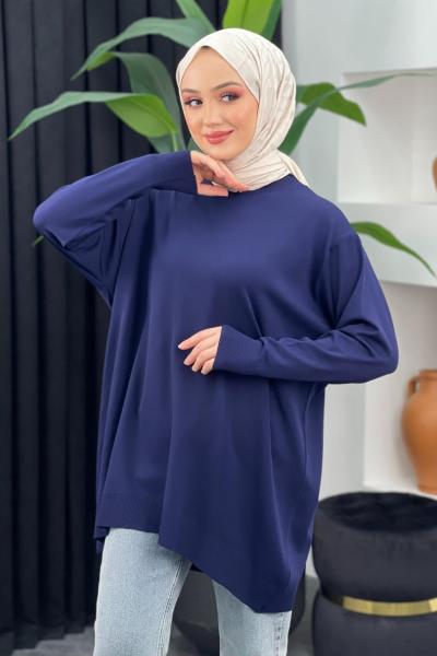 Merserize Düz Badi Lacivert