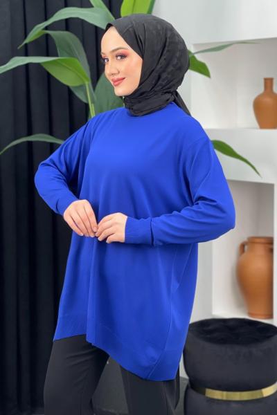 Merserize Düz Badi Saks Mavisi