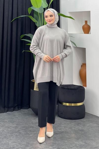 Merserize Taşlı Badi Gri