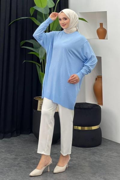 Merserize Taşlı Badi Bebe Mavisi