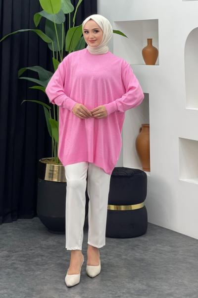 Merserize Taşlı Badi Pembe