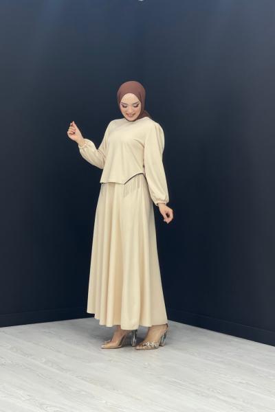 Mila Etekli Takım Bej