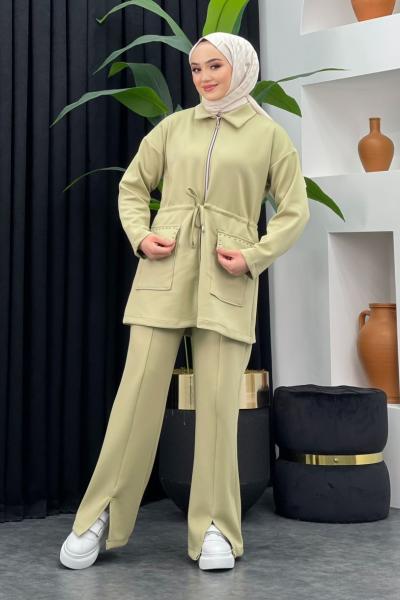 Moda Scuba Pantolonlu Takım Yağ Yeşili