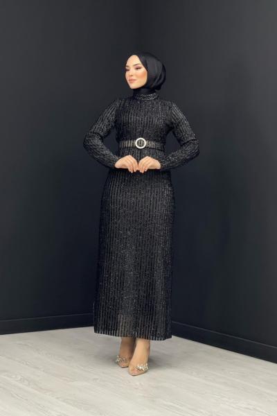 Nagihan Payetli Abiye Siyah